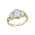 thumbnail image 1 of 1.23 Carat (Ctw) Ethopian Blue Opal Three Stone Ring in 10K Yellow Gold with Diamonds for Women, 1 of 6