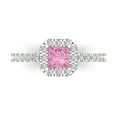 thumbnail image 1 of Halo Engagement Ring for Women - 0.89ct Simulated Pink Diamond in 14K White Gold Promise Ring, 1 of 8