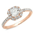 thumbnail image 1 of 1.23 ct Princess Cut Genuine Cultured Diamond VS1-VS2 I-J 14K Rose Gold Halo Promise Wedding Statement Engagement Designer Ring size 9, 1 of 5