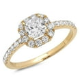 thumbnail image 1 of 1.23 ct Princess Cut Real Genuine Natural Diamond SI1-SI2 G-H 14K Yellow Gold Halo Promise Wedding Statement Engagement Designer Ring size 7, 1 of 7