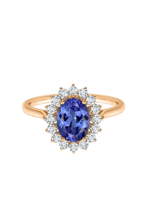 1.23ct Oval Cut Blue Tanzanite Topaz Solitaire Ring Rose Gold Plated Thanksgiving Jewelry Size:- 9.5