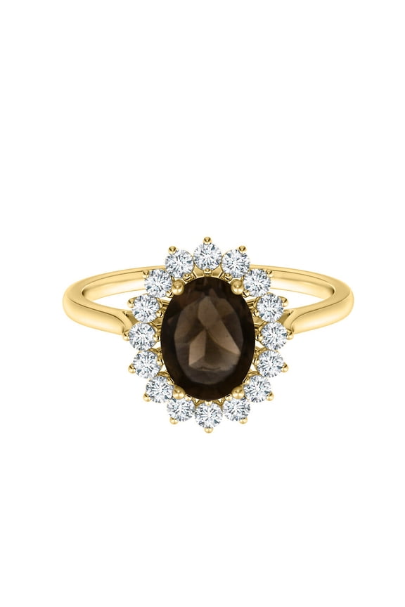 1.23ct Oval Cut Brown Smoky Quartz Topaz Solitaire Ring Yellow Gold Plated Valentine Day Gift Jewelry Size:- 5
