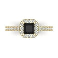 thumbnail image 1 of Clara Pucci 14K Yellow Gold 0.89ct Onyx Halo Ring for Women, 1 of 8