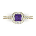thumbnail image 1 of Halo Engagement Ring for Women - 0.89ct Natural Amethyst in 14K Yellow Gold Promise Ring, 1 of 8