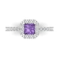 thumbnail image 1 of Halo Engagement Ring for Women - 0.89ct Simulated Alexandrite in 18K White Gold Promise Ring, 1 of 6