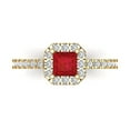 thumbnail image 1 of Clara Pucci 14K Yellow Gold Solid Gold Ruby Halo Anniversary Ring for Women - 0.89 cttw Princess Cut, 1 of 8