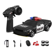 124 4WD RC Drift Car for Adults, D24 High Speed Remote Control Racing Car with Gyro, LED Lights, Dual Tire Modes, Full Proportional Steering RTR-  Q6 Police Car / D24-02