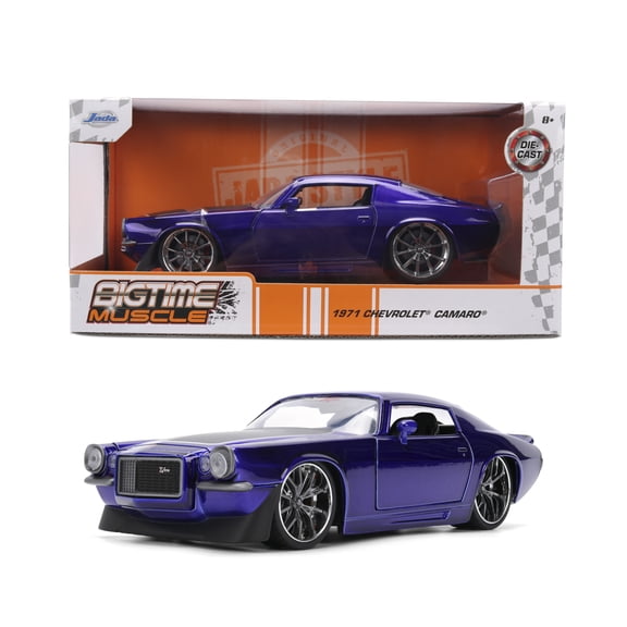 Jada Toys BIGTIME MUSCLE 1:24 1971 Chevy Camaro Z28 Die-cast Car  Opening Doors, Hood, Trunk, Rubber Tires(Candy Purple)