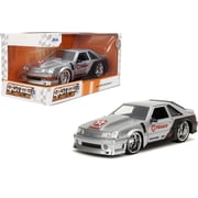 Jada Toys BIGTIME MUSCLE 124 1989 Ford Mustang GT Texaco Die-cast Car   Opening Doors, Hood, Trunk, Rubber TiresCandy Silver