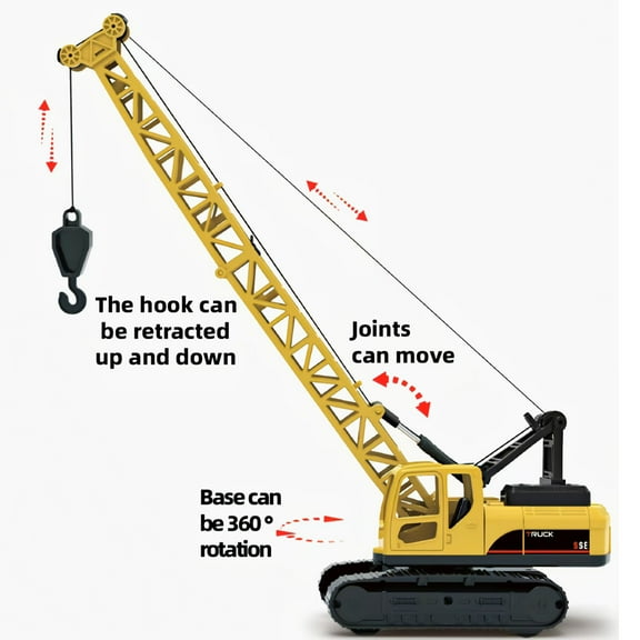 1:24 Crane Toys for Kids 3-6 Years,Construction Trucks Toy for Boys, Inertial Power Engineering Car Model,Birthday Gift