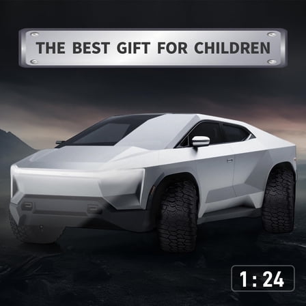 Cyber Truck Diecast Toy Pickup 1:24 Scale Sound Light Pull Back Action