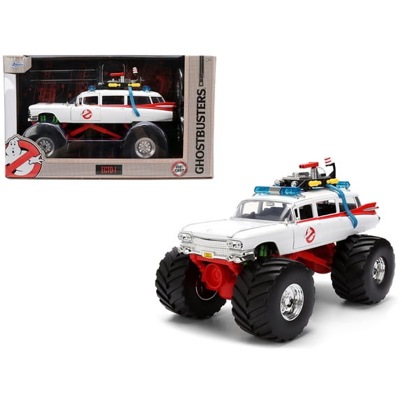 1/24 Diecast Model Car 1959 Cadillac Ambulance Ecto-1 "Ghostbusters" (1984) Movie Monster Truck Version "Hollywood Rides" Series by Jada