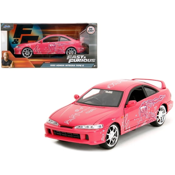 1/24 Diecast Model Car 1995 Honda Integra Type R Pink with Graphics "Fast & Furious Remix" Series by Jada
