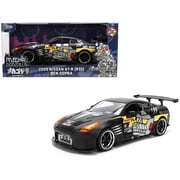 1/24 Diecast Model Car 2009 Nissan GT-R R35 Ben Sopra Matt Black with "Mechagodzilla" Graphics "Hollywood Rides" Series by Jada