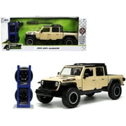 1/24 Diecast Model Car 2020 Jeep Gladiator Rubicon Pickup Truck Cream with Roof Rack with Extra Wheels "Just Trucks" Series by Jada