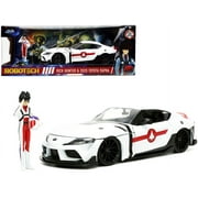 1/24 Diecast Model Car 2020 Toyota Supra White and Rick Hunter Diecast Figurine "Robotech" "Hollywood Rides" Series by Jada