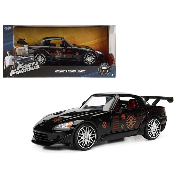 1/24 Diecast Model Car Johnny's 2001 Honda S2000 Black with Graphics "Fast & Furious" Movie by Jada