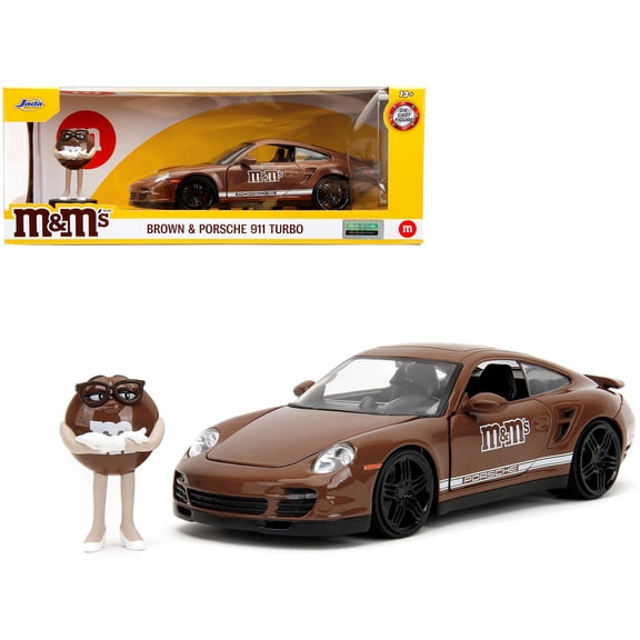 1/24 Diecast Model Car Porsche 911 Turbo Brown and Brown M&M Diecast Figure "M&M's" "Hollywood Rides" Series by Jada