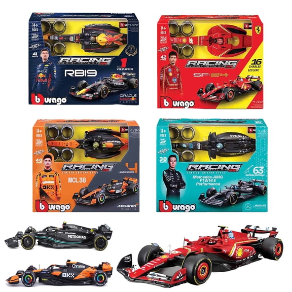 Bburago 1:24 Scale Formula Racing Collectible Diecast Model Vehicle Kit Race Car Assortment (Styles Vary)