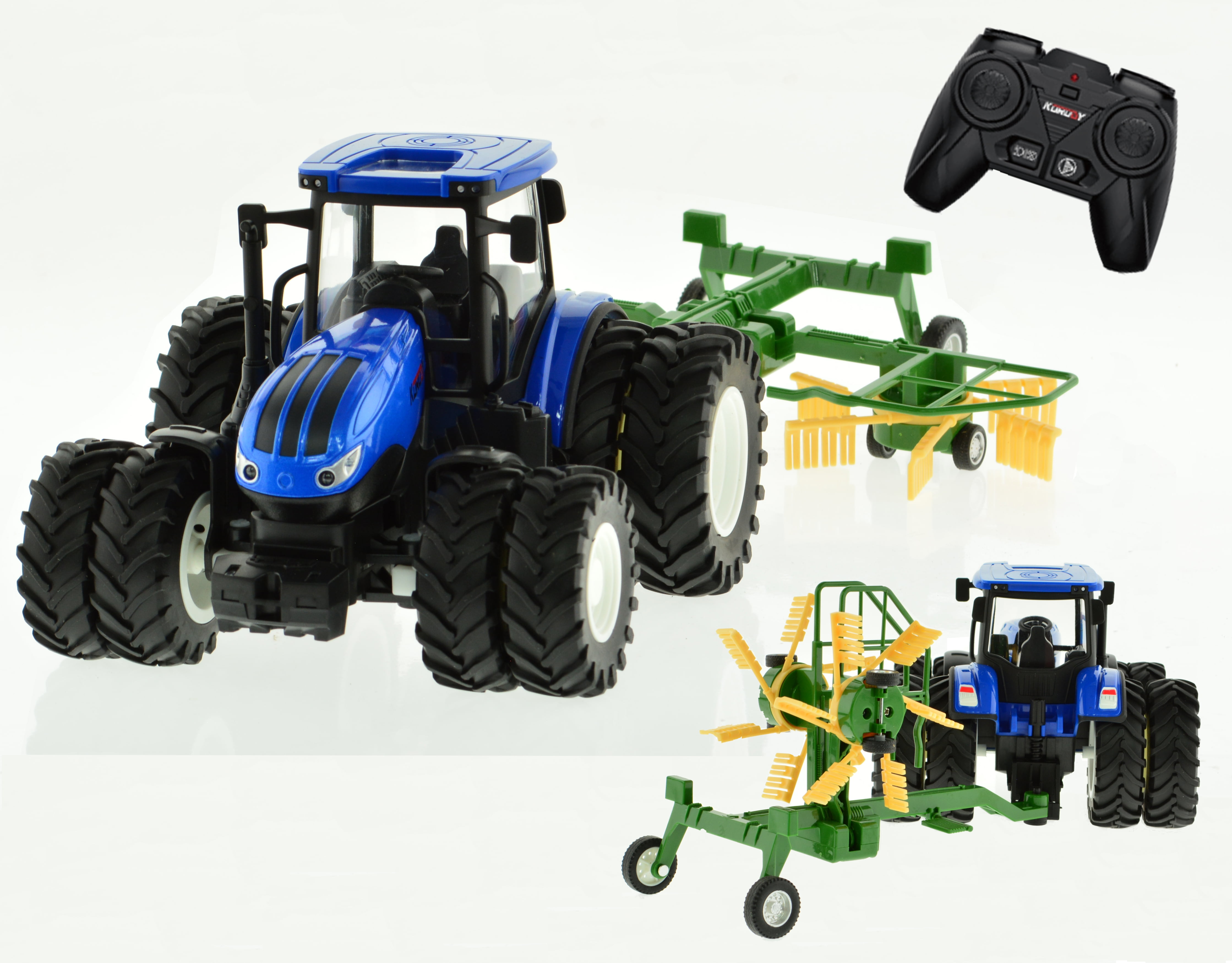1:24 Korody 8 Wheel RC Farm Tractor Toy - DieCast Metal, Working Rake ...