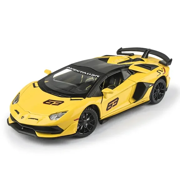 1:24 Lamborghini Aventador SVJ 63 Alloy Model High Simulation Diecast Metal Toy Vehicles Car Model Sound and Light Children Gift