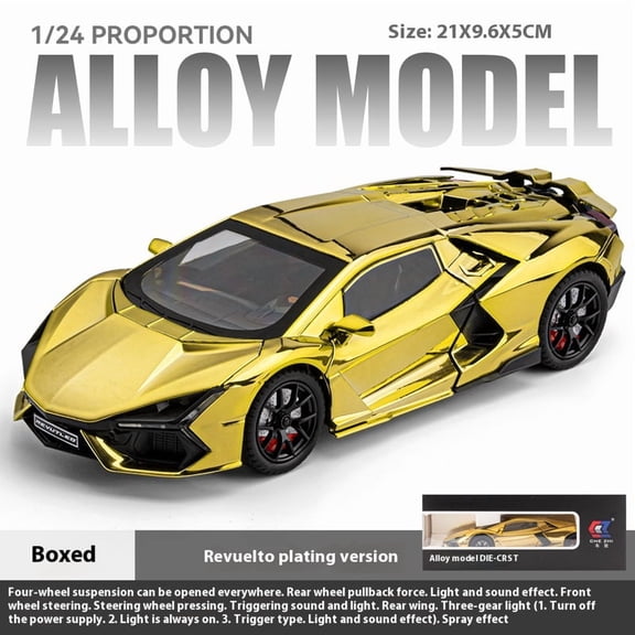 1:24 Lamborghini Revuelto Spray Plated Version Model Car Toy Classic Fantasy Color Suitable for Friends' Graduation Gift