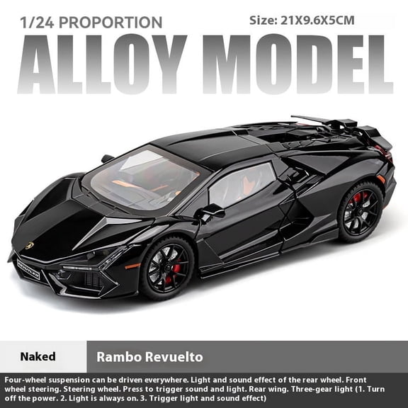 1:24 Lamborghini Revuelto Supercar Alloy Metal Diecast Car Model Sound & Light Collection Hobbies Decorative Trendy Ornament Boy