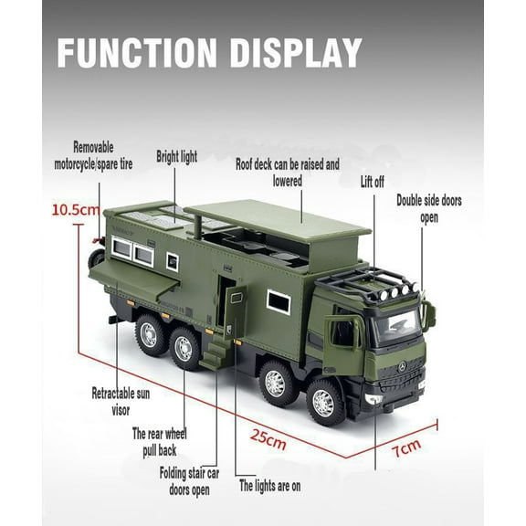 1/24 NOMADISMs Arocs Unimog Alloy Motorhome Touring Car Model Diecast Metal Toy Off-road RV Vehicles Model Sound Light Kids Gift
