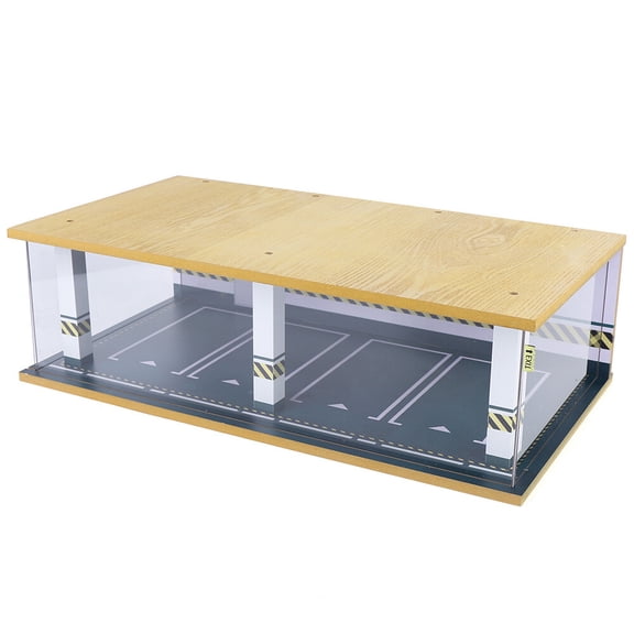 1/24 Parking Garage Model Car Garage Display Case with Clear Acrylic Cover and LED Lighting Toy Car Storage Tabletop Showcase for Boy Kids Home Toy Stores