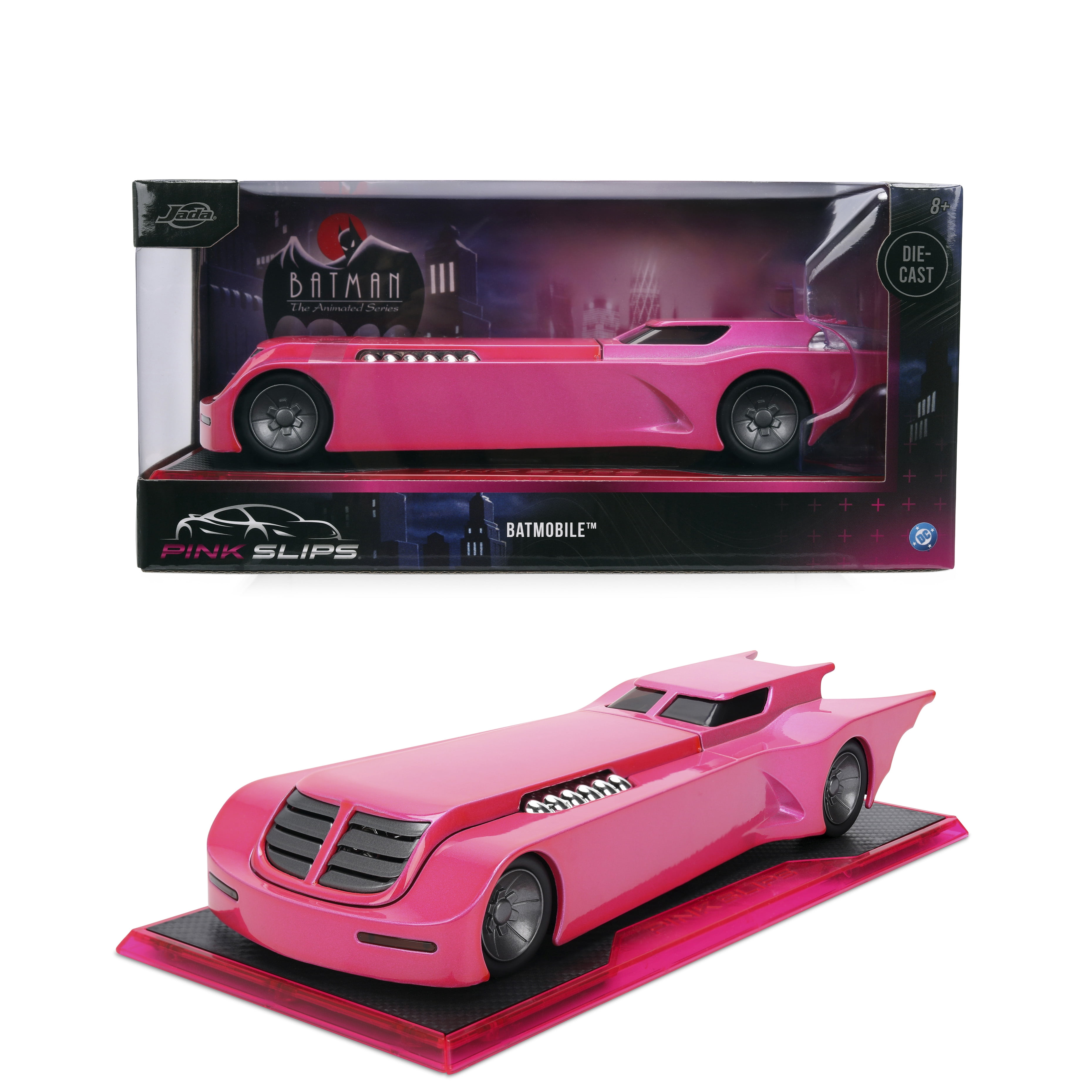 Jada Toys Pink Slips Batman The Animated Series Batmobile , 1:24 Scale, Die-cast Car, Model Vehicles(Pink)