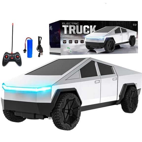 1:24 RC Cyber Truck Remote Control Car, 27MHz High Speed 15+ KM/H LED Lights All Terrain Off-Road Dual Motor Toy, Gifts for Boys Girls Kids Age 3+ Birthday Christmas