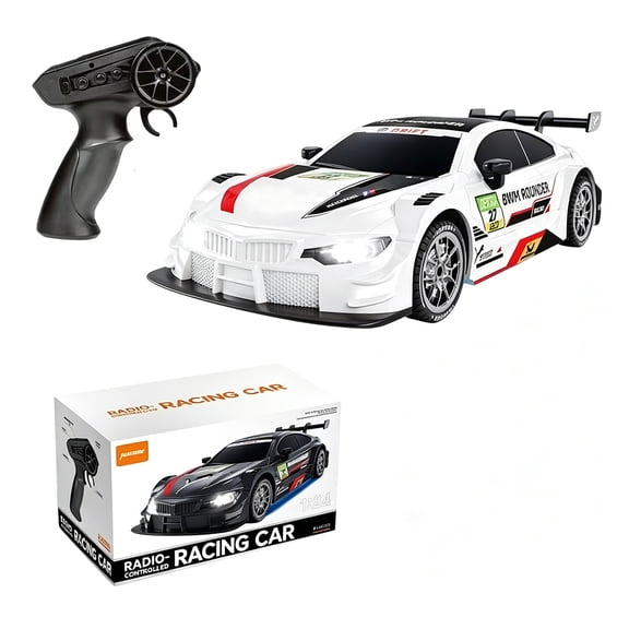 1/24 RC Drift Car 4WD, High Speed Remote Control Racing Car with Dual Motor, LED Lights, Drift & Racing Tires, 20KM/H High Speed 2.4GHz Full Proportional RC Vehicle Model