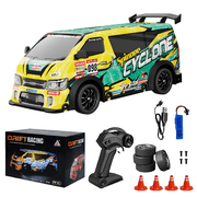 Gearvibe RC Drift Car JDM 1:24 Scale LED Lights Drift Tire Kit USB Rechargeable Battery