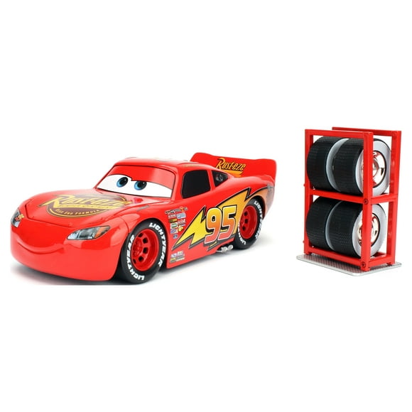 1:24 SCALE METAL DIE CAST LIGHTNING MCQUEEN WITH TIRE RACK BY JADA TOYS