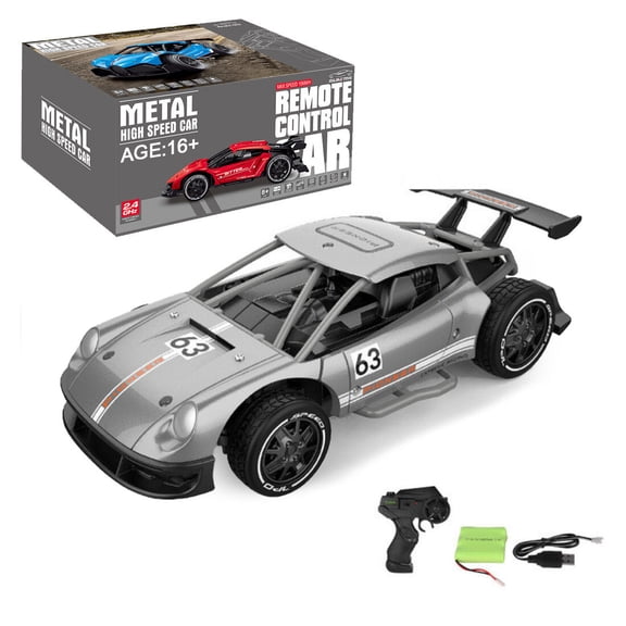 1/24 Scale 2.4GHz RC Drift Racing Car Rear Wheel Drive High Speed Remote Control Vehicle With Metal Body Full Proportional Driving USB Rechargeable for Adults Enthusiasts