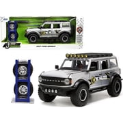 1-24 Scale 2021 Ford Bronco KC HiLiTES with Extra Wheels Just Trucks Series Diecast Model Car, Metallic Gray