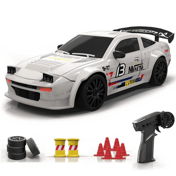 1/24 Scale 4WD RC Drift Car, 15km/h Mini Remote Control Car with Lights, 2.4GHz RTR Racing Car Model with Dual Speed, Full Bearings & Suspension (RTR Version)