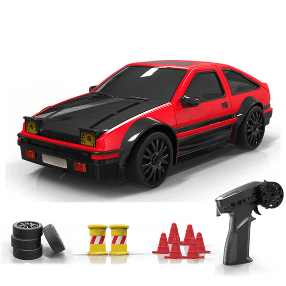 1/24 Scale 4WD RC Drift Car, 15km/h Mini Remote Control Car with Lights, 2.4GHz RTR Racing Car Model with Dual Speed, Full Bearings & Suspension (RTR Version)