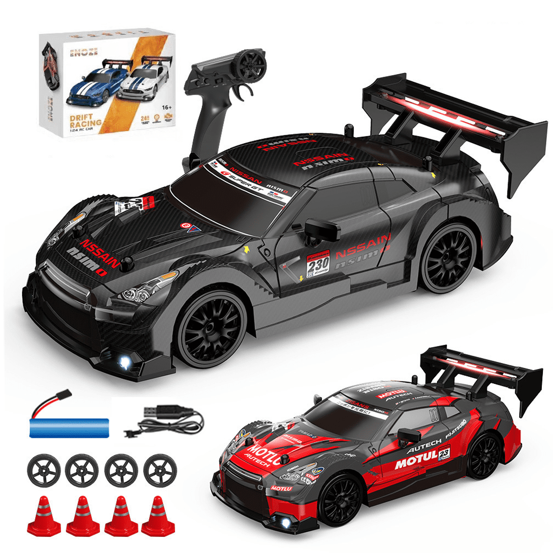 1/24 Scale 4WD RC Drift Car, 2.4G 280 Strong Motor 30KM/H High Speed RC ...