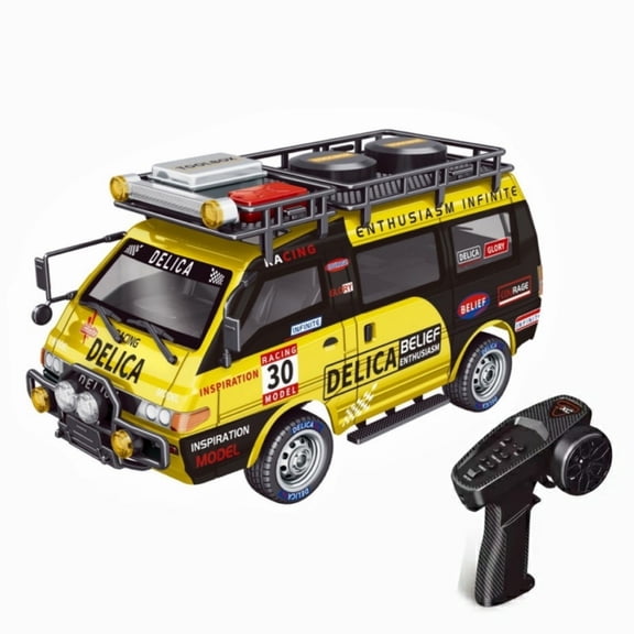 1/24 Scale 4WD RC Off Road Wagon Delica Remote Control Vehicle 2.4GHz Proportional Steering Electric RC Car Model With LED Headlights For Adults Hobbyists - Pearl Yellow