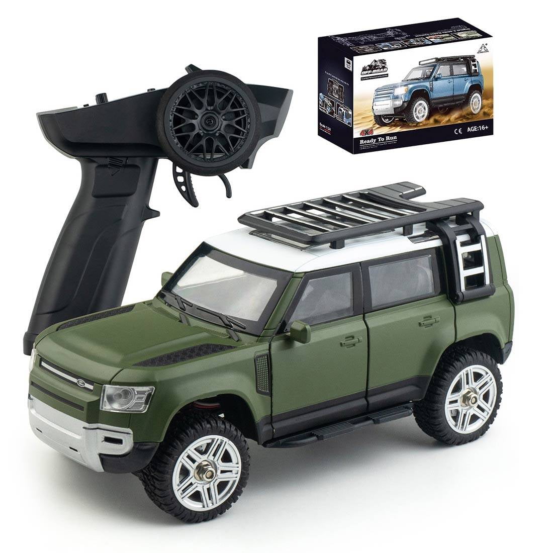 1/24 Scale 4WD RC Rock Crawler, 2.4G Alloy Body Off-Road Car with LED Lights, 4WD Electric Climbing Vehicle, Ready to Run Remote Control Truck for Adults