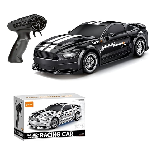 1:24 Scale AE86 RC Drift Car, 4WD High Speed Remote Control Racing Vehicle With Dual Motor Drive, LED Lights And Drift Tires For Adults Hobbyists- Black / 907