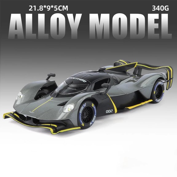 1:24 Scale Alloy Sports Vehicle Collectible Model, Diecast Metal Replica with Steering Linkage, Openable Doors, Light & Sound Effects, Detailed Interior Desktop Display Ornament for Auto Hobbyists