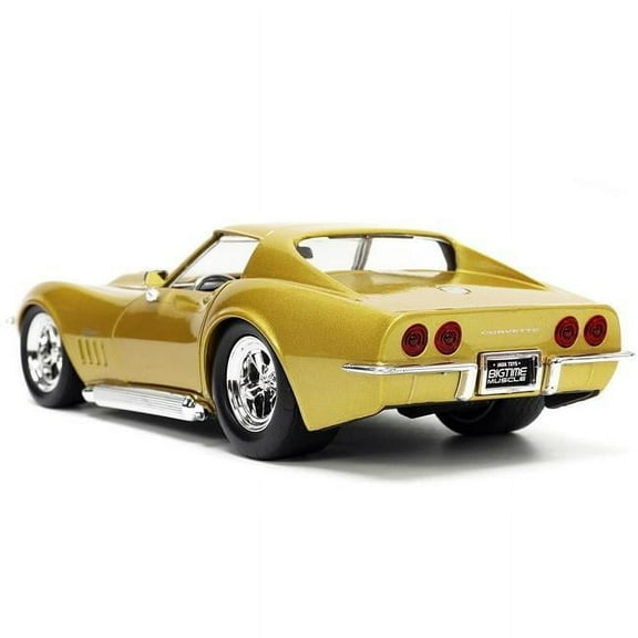 1-24 Scale Diecast 1969 Chevrolet Corvette Stingray Zl 1 Stripe Bigtime Muscle Series Model Car, Metallic Gold & Black