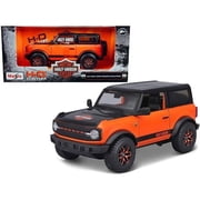 1-24 Scale Diecast 2021 Ford Bronco Badlands Harley Davidson HD Custom Series Model Car, Orange & Black