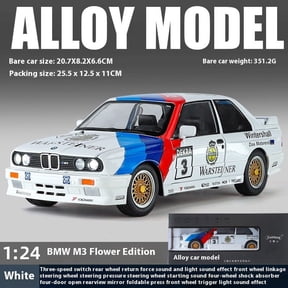 1:24 Scale Diecast Car Model, 1988 M3 E30 Floral Paint Design, Alloy Replica with Sound & Light for Display
