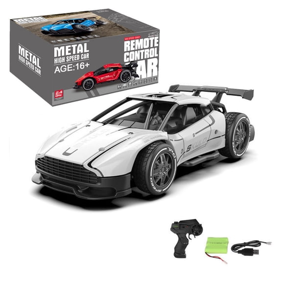 1/24 Scale Mini RC Drift Car for Adults, 2.4G 4WD RC Racing Car with Alloy Body & Glossy Metal Shell, 15+ KM/H Remote Control Vehicle for Teens and Adults - RTR