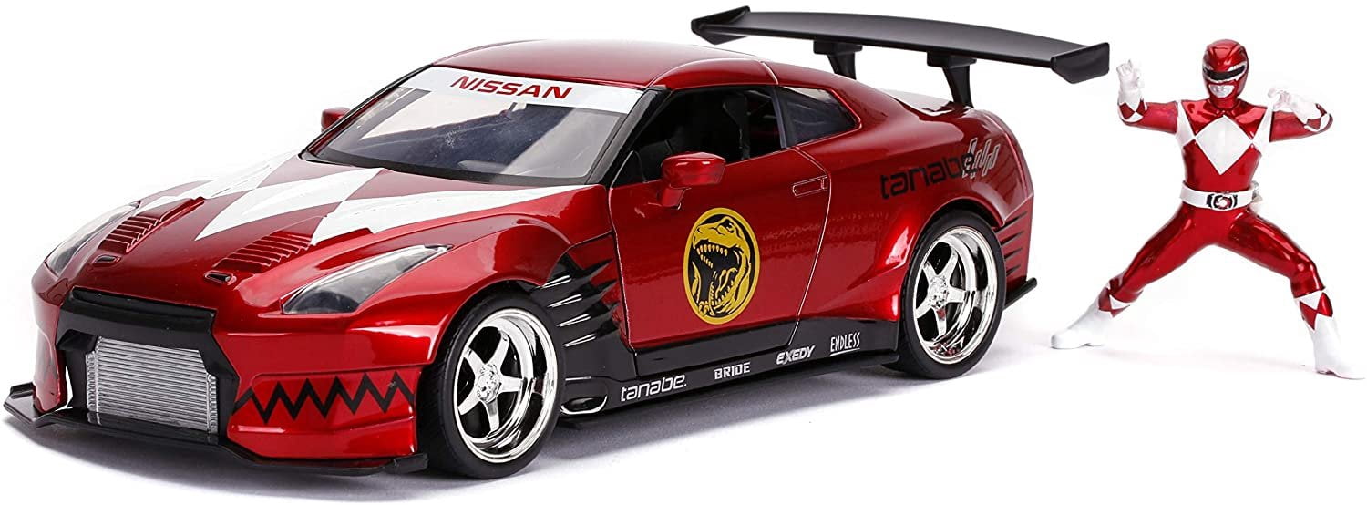 2009 Nissan GT-R (R35) Candy Red and Red Ranger Diecast Figurine "Power Rangers" 1/24 Diecast Model Car by Jada