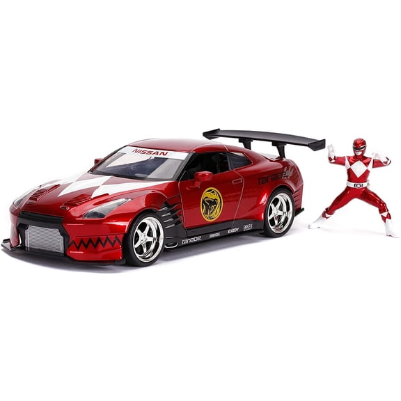 2009 Nissan GT-R (R35) Candy Red and Red Ranger Diecast Figurine "Power Rangers" 1/24 Diecast Model Car by Jada