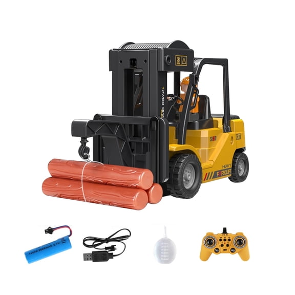 1/24 Scale RC Crane, 11-Channel Construction Vehicle for Adult, 2.4G Mini RC Forklift Truck with Lights, Music & Spray Function, Mini Engineering Vehicles